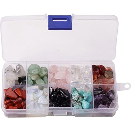 1 Box 10 Colors Natural Chip Stone Beads 6-10mm Drilled Irregular Gemstones Beads for Jewelry Making Supplies