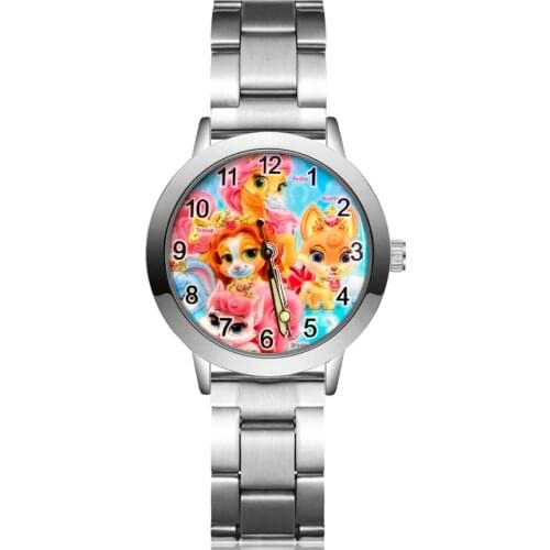 Cute Cartoon Dog Horse Style Childrens Kids Student Girls Boys Quartz Metal Steel Wrist Watches JA233