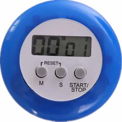 Round Mini Digital Kitchen Timer LCD Display Max 99 Minutes Min 59 Seconds Countdown Timer For Cooking Hour UP Alarm White Blue