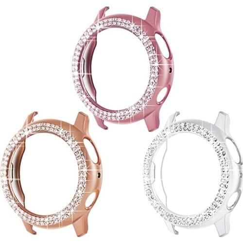 Two Row Diamond Case for Samsung Galaxy Watch Active 2, 40mm 44mm Active2 Case, Glossy Thin Bumper, Light Accessories