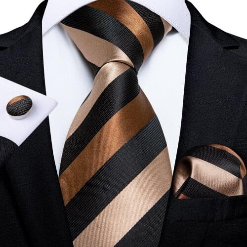 Fashion Mens Tie Handkerchief Cuffink Set Formal Business Striped Necktie 8cm Jacquard Woven Silk Wedding Party Ties DiBanGu