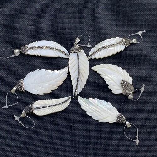 Exquisite Leaf-shaped Shell Charm Pendant Natural Freshwater Shell White Shell Used ForDIY Handmade Fashion Jewelry Accessories