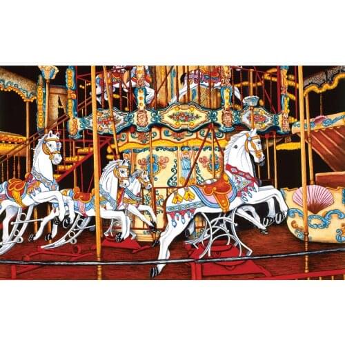 JMINE Div 5D Carousel horse Full Diamond Painting cross stitch kits art High Quality Scenic 3D paint by diamonds