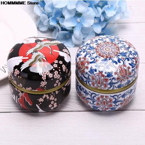 Tea Containers Japanese-Style Herbal Tea Cans Candy Snacks Small Round Cans Mini Portable Tinplate Cans Packing Box