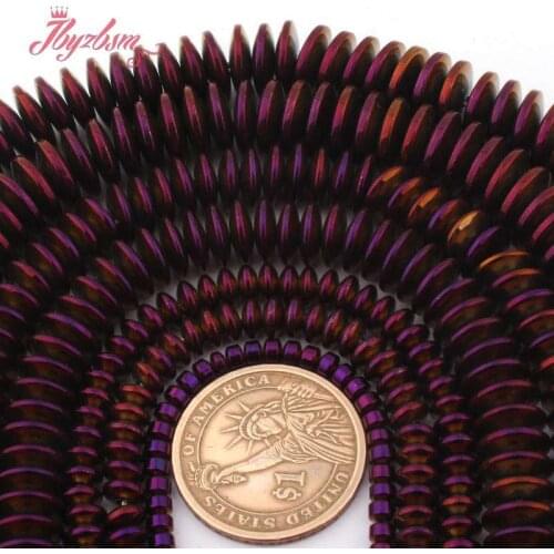 Heishi Rondelle Disc Beads (No Magnetic) Smooth Purple Hematite Stone Spacer Beads for DIY Jewelry Making Necklace Bracelet 15"