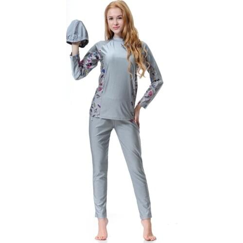 3PC large size swimwear full cover swimsuit women clothing muslim bas maillot de bain fashion bademode frauen hijab burkini 3XL