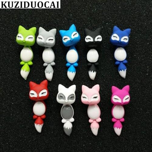 Kuziduocai New Fashion Jewelry Cute 3D Animal Swing Fox Multiple Colour Cartoo Stud Earrings For Women And Girl Gift E-746