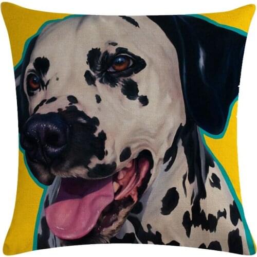 Art Cute Pet Dog Pattern Linen Pillowcase Cow Deer 45x45cm Animal Cushion Cover Home Sofa Square Deer Throw Pillow Cover