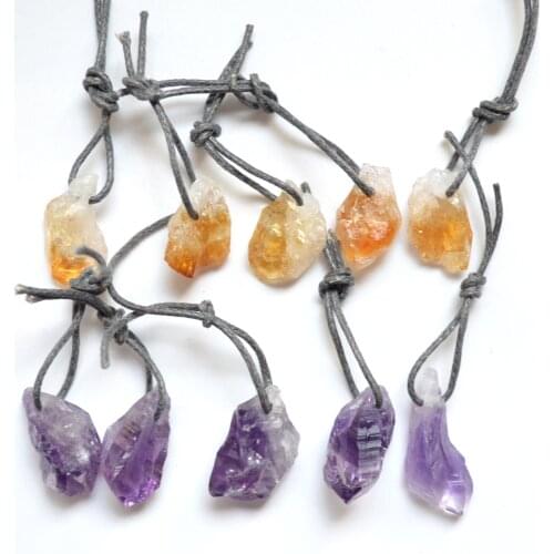 Small raw Amethysts / citrines point charms pendants ,purple crystral quartz charms