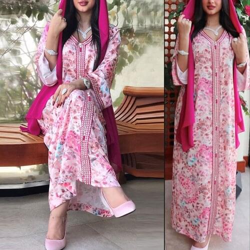 Moroccan Abaya Dubai Turkey Kaftan Women Muslim Hijab Dress Eid Ramadan Islamic Clothing African Caftan Jalabiya Arab Robe Gown