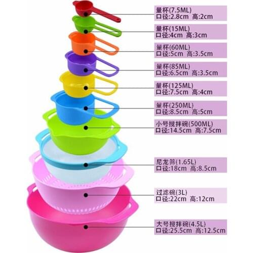 10pcs/set Measuring Spoons Kitchen Measuring Cup Color Stackable Combination Baking Spoon Kitchen Baking Measuring Tools