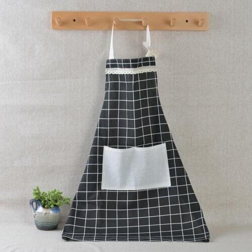 Fashion Cute Unisex Plaid Sleeveless Pocket Overall Kitchen Cooking Baking Apron Household Cleaning Tools