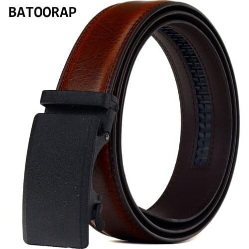 BATOORAP Brand New Mens Belts Casual Automatic Buckle Brown Cowhide Male Genuine Leather Trouser Belt Z62P01