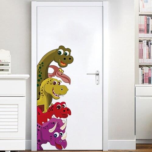 Cartoon Dinosaur Wall Stickers PVC Self-adhesive Wallpaper DIY Wall Muralsfor Kids Room Kindergarten Nursery Wall Decals