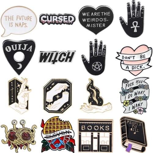 New Brooch And Pin Waffles Flying Spaghetti Monster Edgar Allan Poe Keyboard Shooting Gesture Text Message Enamel Pins Badges