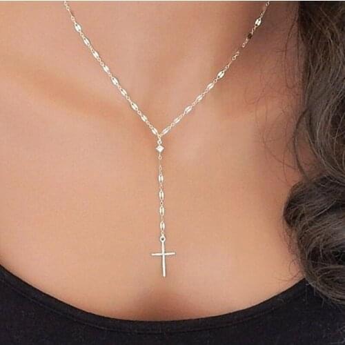 New Punk sweet Color Clavicle Chain Cross Pendant Clavicle Necklace For Women Party Jewelry Gift