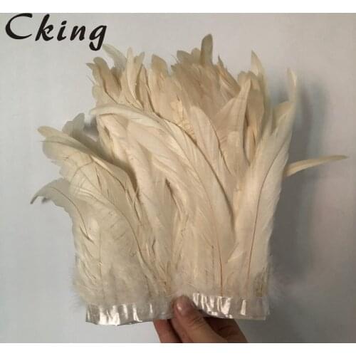 New 2 meters White Rooster Feathers Trim Cloth Sideband Chicken Pheasant Feather Trims fringe Clothing Wedding Feather Ribbon