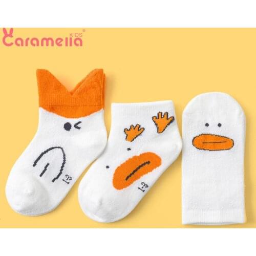 Caramella 2020 New Fashion Kids Socks Unisex Combed Cotton Baby Socks Funny Yellow Duck Toddlers Socks 0-12 years