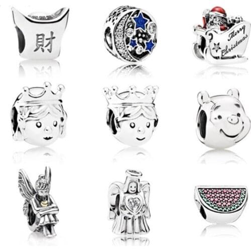 NEW 100% 925 Sterling Silver Beads Fish Charms With Enamel CZ Fit Women Original Bracelet DIY bracelet factory Wholesale