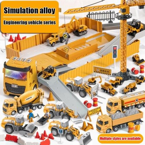 Educational Children Toys Car Electric Vehicles Alloy Model Set Diecasts Excavator Crane Transporter Christmas Toys For Boys