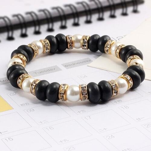 Charm Women Beads Bracelets White Crystal Turquoises Natural Stone Stretch Bracelet Pearl Yoga Jewelry Friendship Gift pulseira