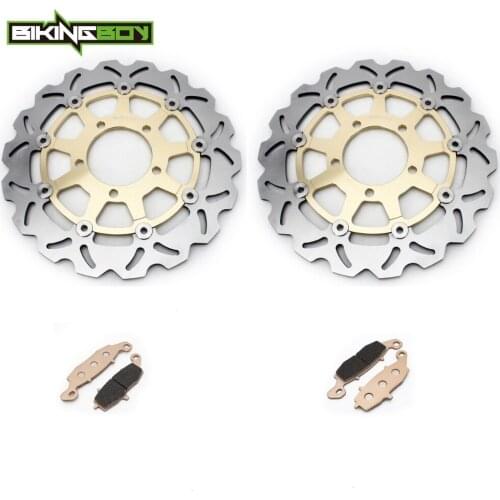 BIKINGBOY Front Brake Discs Disks Rotors + Pads For Kawasaki ER-6F ER-6N Ninja 650R EX ER 650 06 07 08 09 10 11 12 13 14 15 16