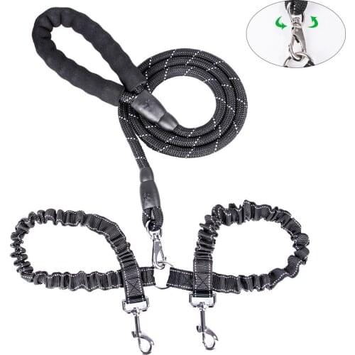Durable Fashion Dog Double-Ended Tractions Ropes Firm Nylon Reflective Dogs Leashes Elastic Belts For Medium Large Pets Supplies