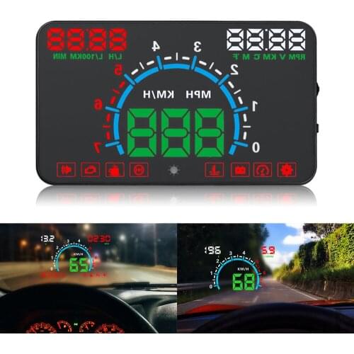 5.8 Inch Screen OBD2 Head Up Display Car Overspeed Alarm Fuel Consumption Warning Car HUD Projector Auto Electronics Accessories