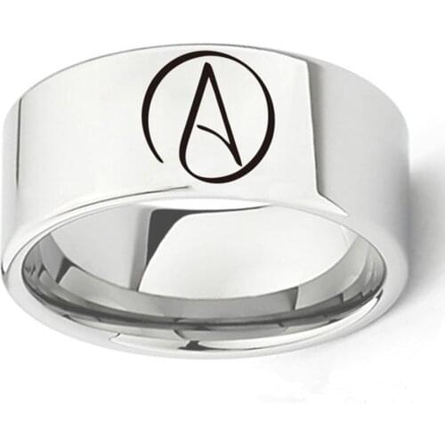Dropshipping Mens Boys Stainless Steel Ring Atheist Atheism Symbol Fashion Jewelry