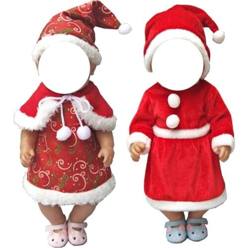 For 43cm baby doll Christmas santa claus dress for 18 inch girl doll new year dress girl gifts
