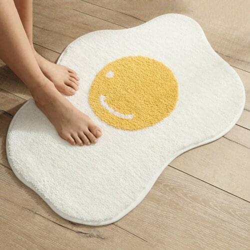 Poached Egg Shape Floor Mat Non-slip Absorbent Bathroom Mats Entrance Doormat Creative Cute Children Room Soft Carpet Home Decor