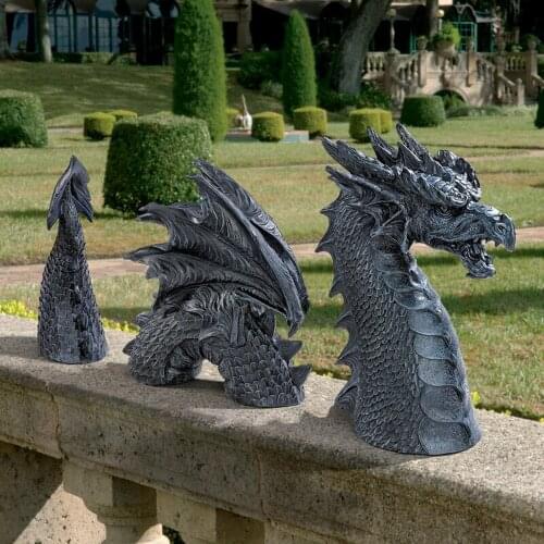 40# Garden Dragon Outdoor Statues The Gothic Of Castal Moat Sculptures Tuin Decoratie Ornament Jardin Decoration Exterieure