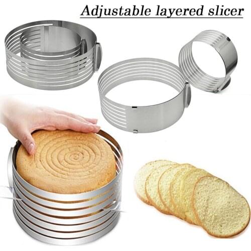 Layer Cake Cutter Slicer Stainless Steel Adjustable Retractable Round Bread Cake Ring Slicer Baking Mold J2Y