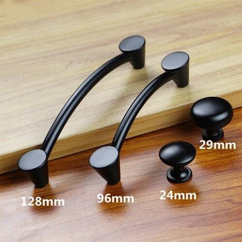 Modern simple black kitchen cabinet cupboard door handle 96mm 128mm antique black drawer dresser knob pull 5"