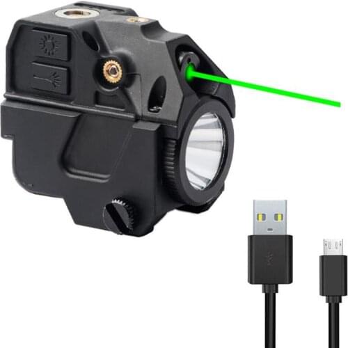 Tactical LED Weapon Light With Green Laser Sight Flashlight Magnetic Charging Internal Combo Usb Rechargeable For Pistol Hunting