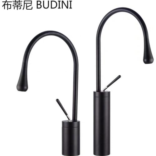 Bathroom Deck Mounted Basin Faucet Black Sink Tap Single Hole Water Tap Hot and Cold mixer faucet kitchen faucets