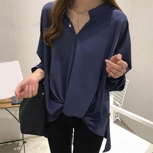 Women Chiffon Blouse Long Sleeve Women Shirts Fashion V Neck Shirt Womens Tops And Blouses 2020 Plus Size Women Irregular Tops