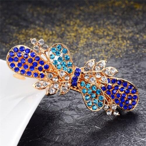 Top Rhinestone With hairpin Women Hair Jewelry Crystal Flowers Hair Clip Wedding Hair Accessories Charm Barrettes Hair Ornaments
