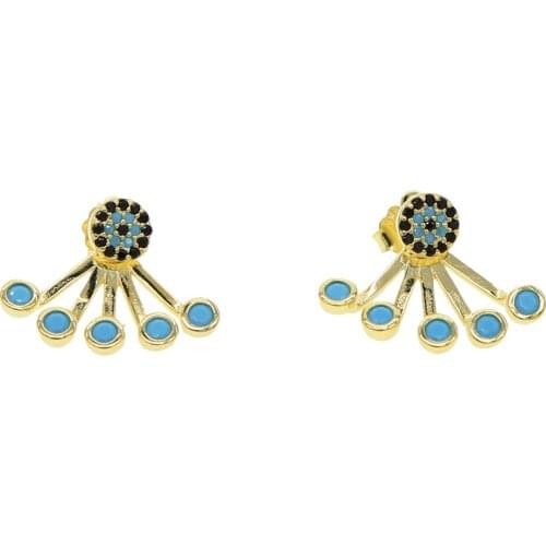 2021 Turkish Evil Eye Earring Jewelry For Women 925 Sterling Silver Paved CZ Turquoises Stone Piercing Gorgeous Fashion Earrings
