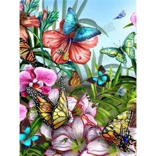 Old Street Home 5D DIY Diamond Painting Flower Butterfly Embroidery Cross Stitch Scenic Square Home Decorative
