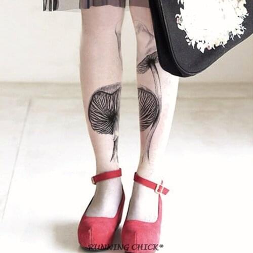 Sketch hand-painted Mushroom Print Velvet Pantyhose
