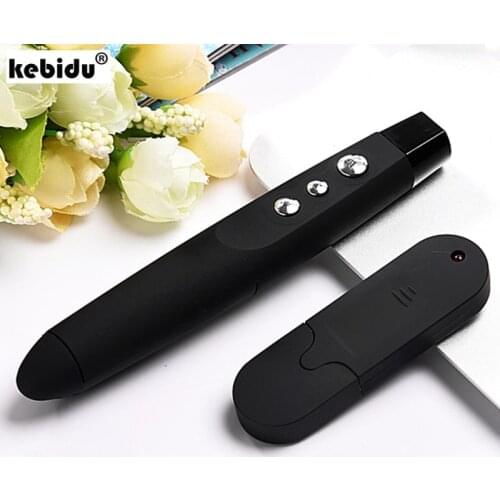 Kebidu Wireless USB2.0 Power Point PPT Presenter Remote Control Wireless Laser RF Pointer Pen Black pp1000