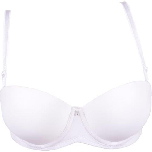 BRZFMRVL Sexy 1/2 Cup Bra padded Push up bra Bralette Half Cup Black/White/Beige 32-36 AB Cup adjust Strapless t shirt bra