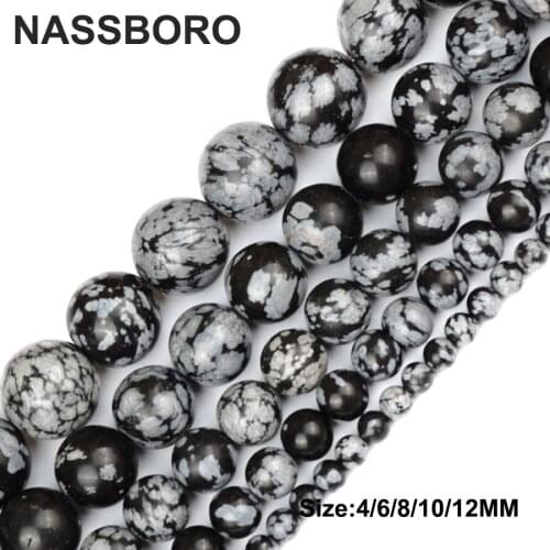 Natural Snowflake Stone Beads Alabaster Loose Rondelle Spacer Beads For Jewelry Making Balls Bracelet DIY 4/6/8/10/12MM NASSBORO