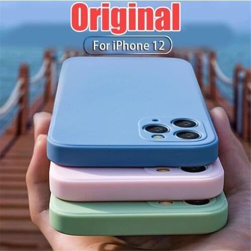 For iPhone 7 6S 8 Plus Case Luxury Original Liquid Silicone Soft Cover For iPhone 11 12 Pro X XR XS Max Shockproof Phone Case D