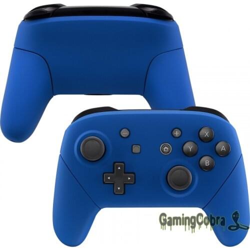 Soft Touch Blue Faceplate Backplate Housing Shell Cover with Handles Replacement for Nintendo Switch Pro Controller