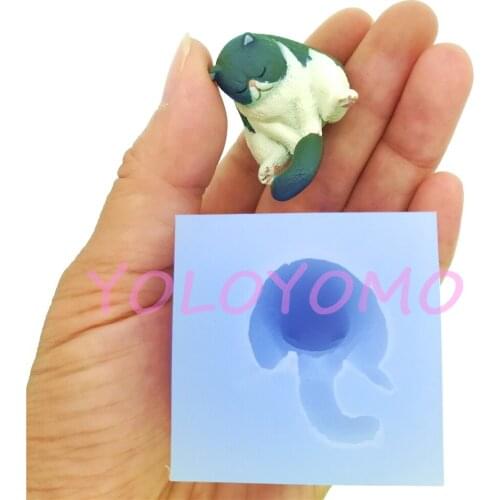 D897YL 35.0mm x 26.7mm 3D Sleeping Cat Silicone Mold Fondant Cake Decoration Candy Resin Art Aromatherapy Miniaturesweets