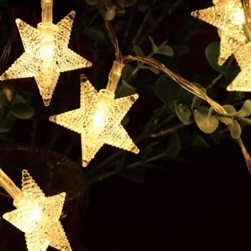 10 20LED Fairy String Lights Star Shape Decorative String Light Battery Powered for Xmas Wedding Party Home Garden Decoration