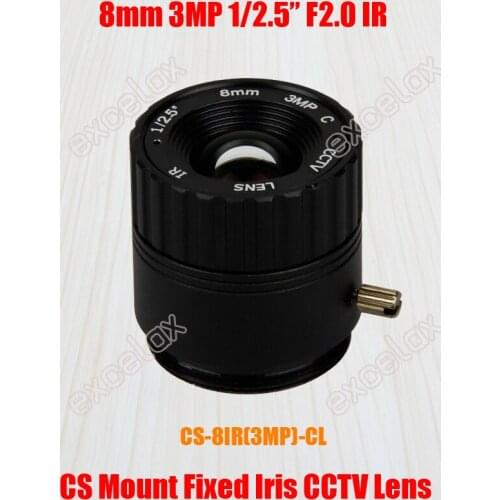 2PCS/Lot Economical 3MP 1/2.5" 8mm F2.0 CS Mount CCTV Lens Manual Iris IR Coating for 960P 1080P 1MP 1.3MP 2MP Analog IP Camera