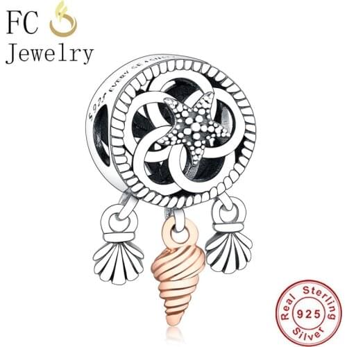 FC Jewelry Fit Original Brand Charm Bracelet Authentic 100% 925 Silver Star Sea Shell Dream Catcher Bead For Making Berloque